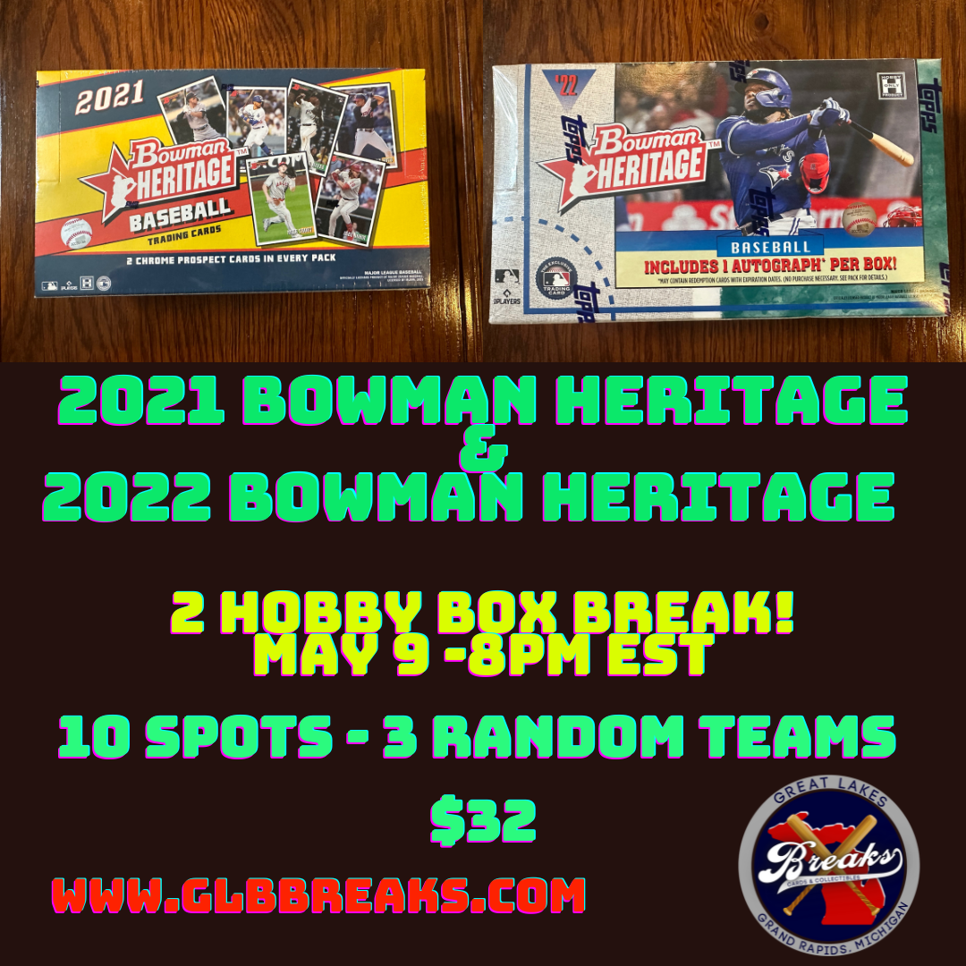 2021 Bowman Heritage and 2022 Bowman Heritage 2 Hobby Box Break - 3 Random Teams